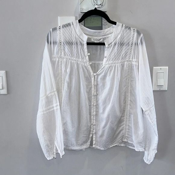 Velvet by Graham & Spencer Romy Boho Lace  Top in White - Picture 4 of 10